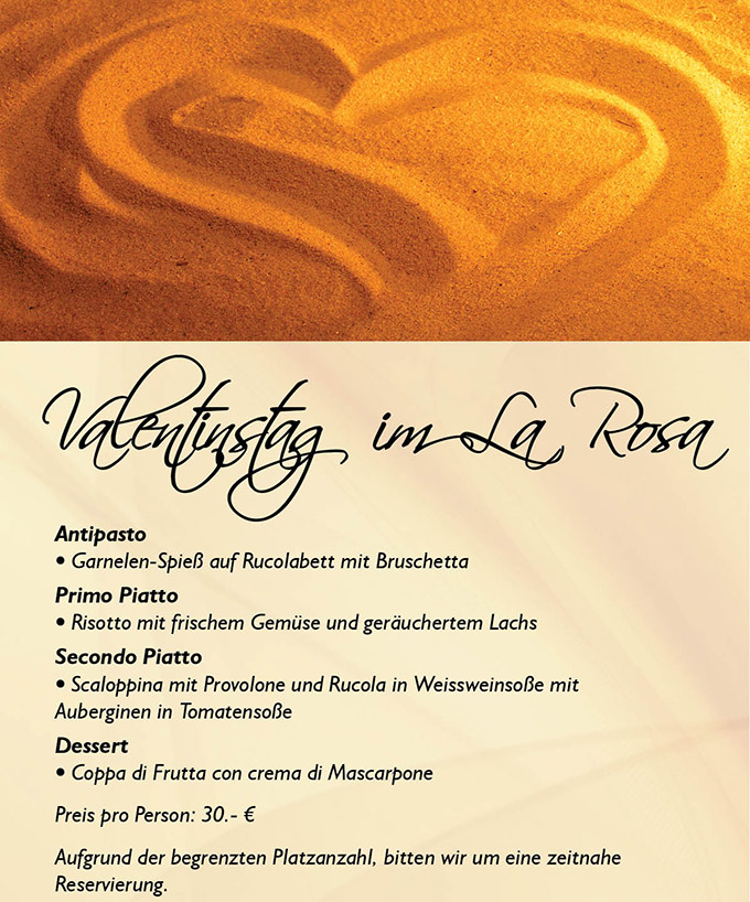 Valentinstag 2014 - Menü im La Rosa